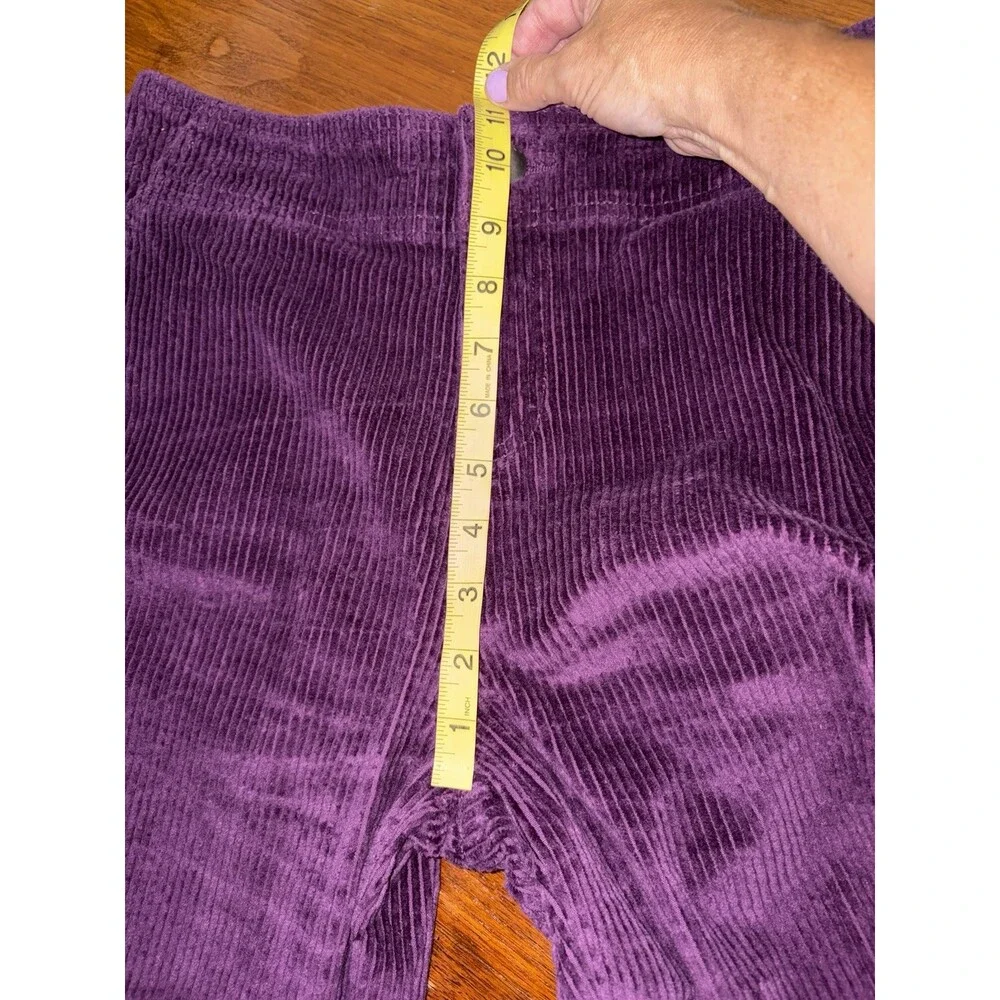 Pact Corduroy Cropped Wide Leg Pants Womens Purple L Stretch Organic Cotton Y2K - Picture 8 of 9